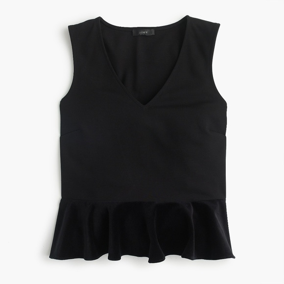 J. Crew Velvet Peplum Top Size Small Black NWT - Picture 3 of 3